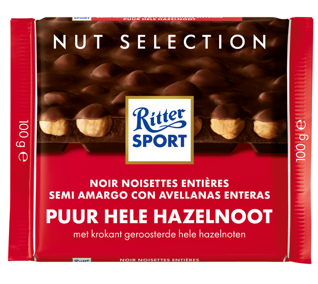 Chocolade Ritter Sport puur-hele hazelnoot 100gr