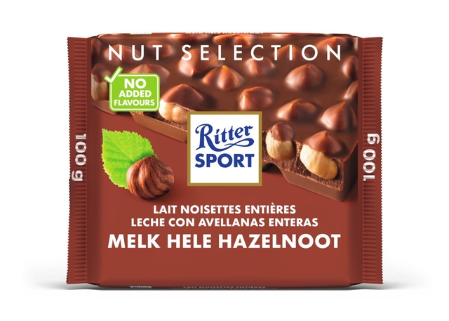 Chocolade Ritter Sport melk-hele hazelnoot 100gr
