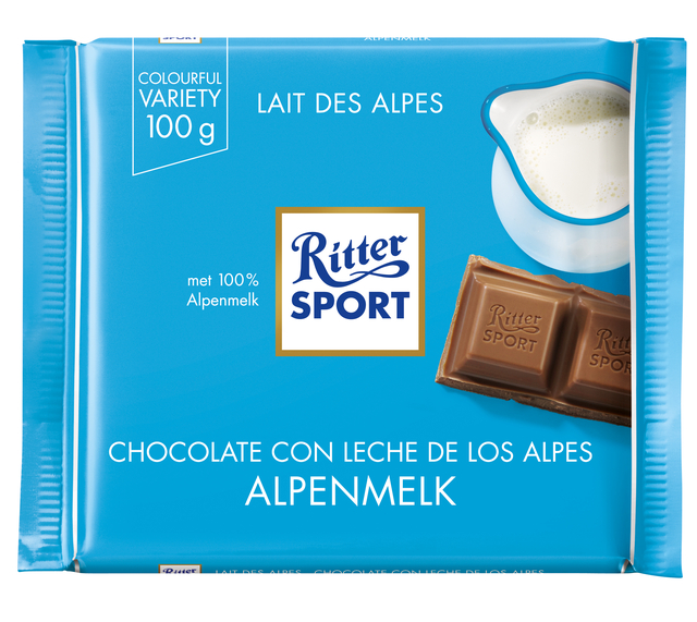 Chocolade Ritter Sport alpenmelk 100gr