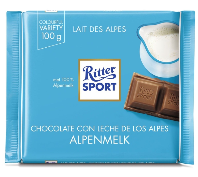 Chocolade Ritter Sport alpenmelk 100gr