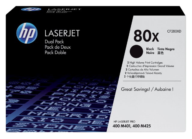 Cartouche toner HP CF280XD 80X noir 2x