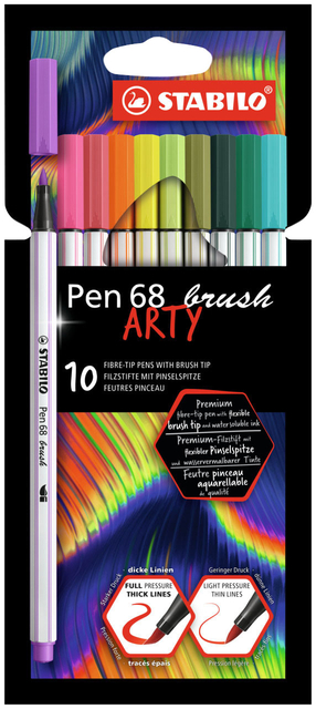 Feutre pinceau STABILO Pen 568/10 Arty assorti étui 10 pièces