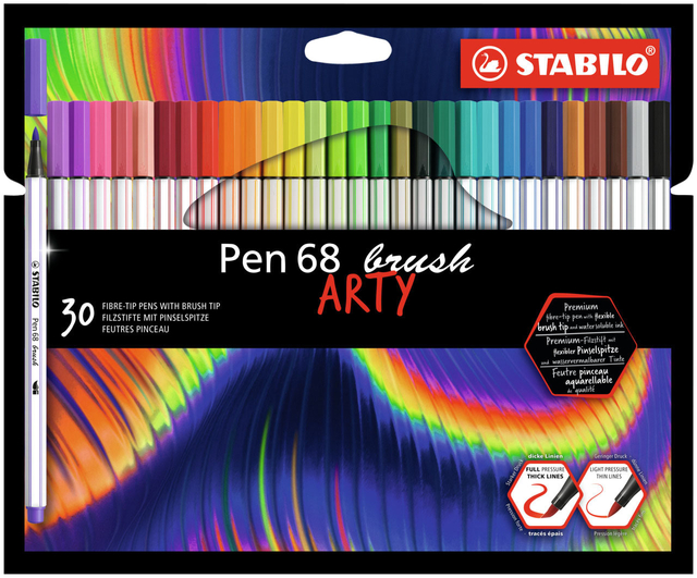 Brushstift STABILO Pen 568/30 Arty assorti set à 30 stuks