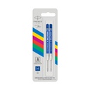 Recharges Stylo bille Parker Eco Medium bleu blister 2 pièces
