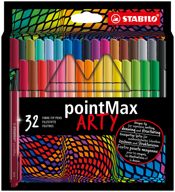 Feutre STABILO pointMax 488/32 Arty Medium assorti étui 32 pièces