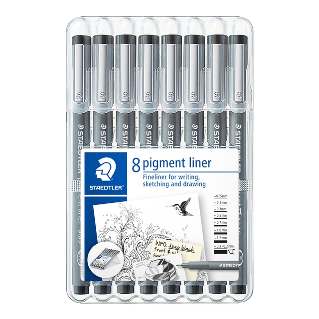 Fineliner Staedtler Pigment 308 noir 8 pièces