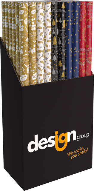 Papier cadeau Noël metallic 150x70cm assorti