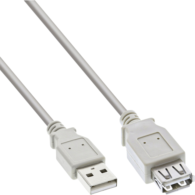 Kabel Inline verlengkabel USB-A 2.0 M-V 3 meter grijs