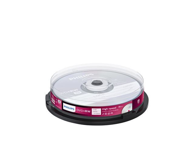 DVD+RW Philips 4.7GB 4x SP 10 stuks