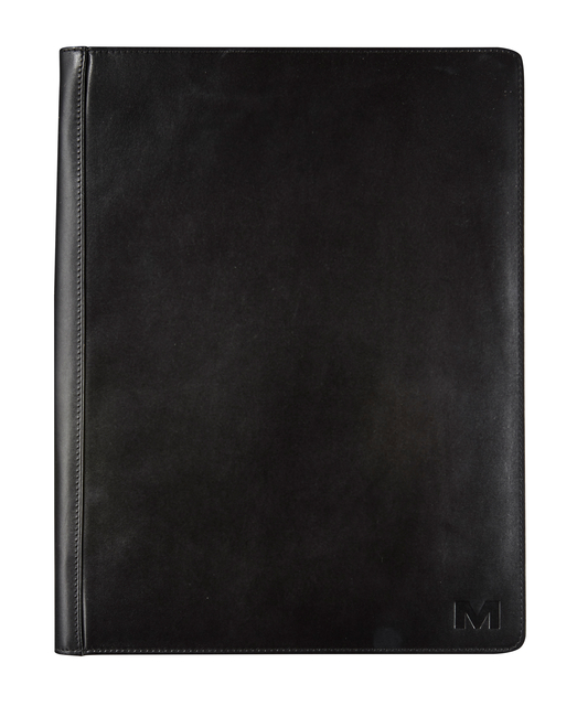 Conférencier Maverick All Black A4 zippé avec bloc-notes cuir noir