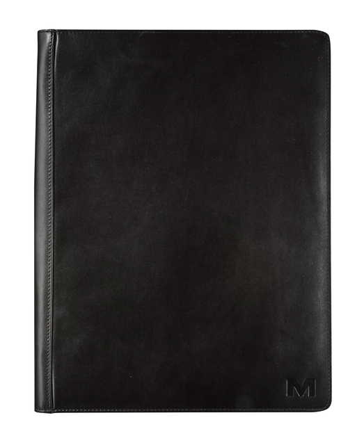 Schrijfmap Maverick All Black A4 met rits incl schrijfblok leer zwart