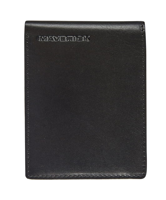 Portemonee Maverick All Black compact met kleingeldvak RFID leer zwart