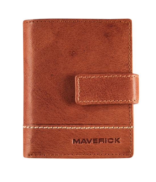 Porte-cartes Maverick Rough Gear Compact RFID cuir cognac