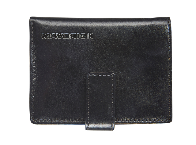 Porte-cartes Maverick All Black super compact RFID cuir noir