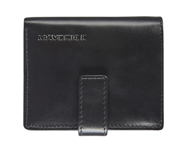 Porte-cartes Maverick All Black compact RFID cuir noir