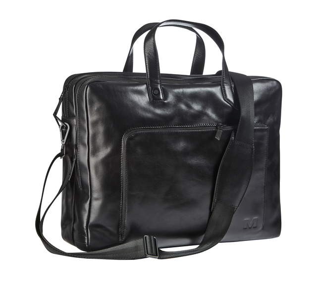 Businesstas Maverick All Black met laptopvak 15,6" leer zwart