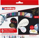 Feutre pinceau edding 1340 Happy lettering assorti set 9 pièces
