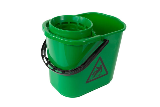 Seau serpillière à franges Cleaninq avec essoreur 12L vert