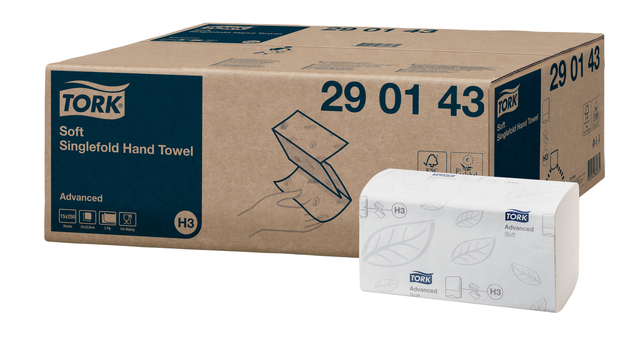 Handdoek Tork H3 Advanced Z 2 laags singefold 23x23cm wit 290143