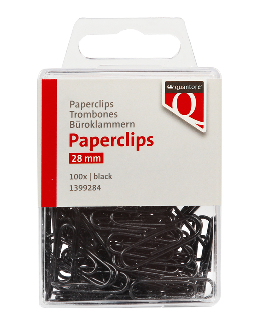 Paperclip Quantore 28mm 100 stuks zwart