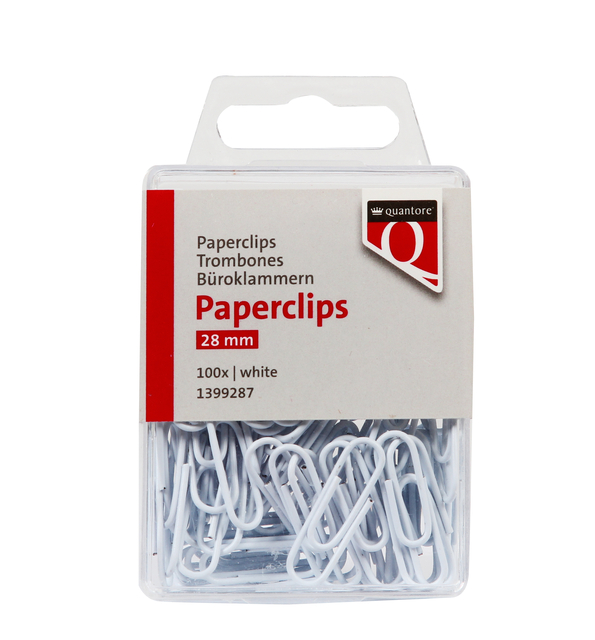 Paperclip Quantore 28mm 100 stuks wit