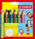 Crayon STABILO 882 Woody 3-en-1 Duo étui 6 pièces + taille-crayon