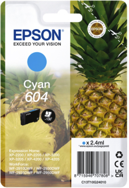 Cartouche d'encre Epson 604 T10G24 bleu