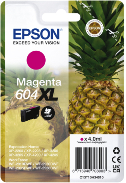 Cartouche d''encre Epson 604XL T10H34 rouge