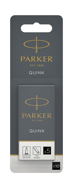 Cartouche d'encre Parker Quink noir blister 10 pièces