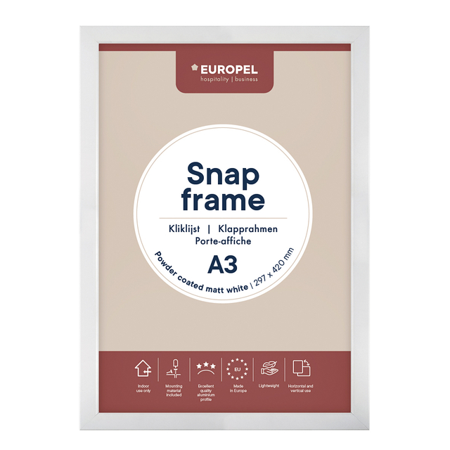 Kliklijst Europel A3 25mm mat wit