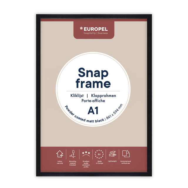 Cadre clipsable Europel A1 25mm noir mat