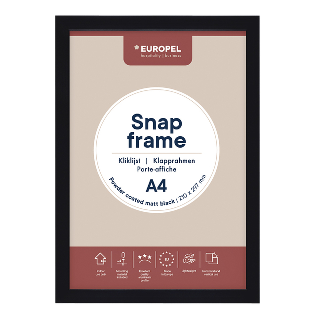 Cadre clipsable Europel A4 25mm noir mat