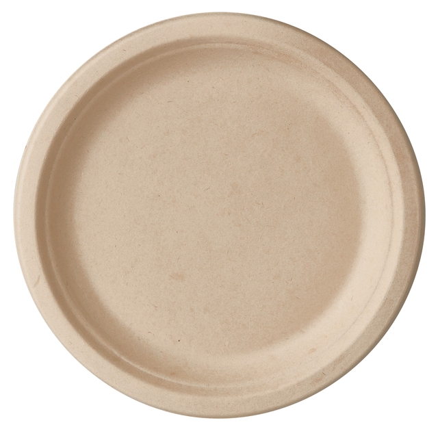 Assiette IEZZY Ø170mm canne à sucre naturel 50 pièces