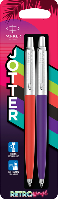 Stylo bille Jotter Originals 80''s Retrowave CT Medium Duo violet orange