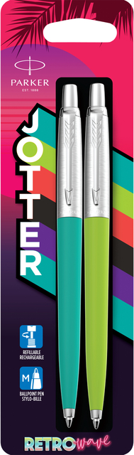 Stylo bille Jotter Originals 80''s Retrowave CT Medium Duo turquoise vert pomme