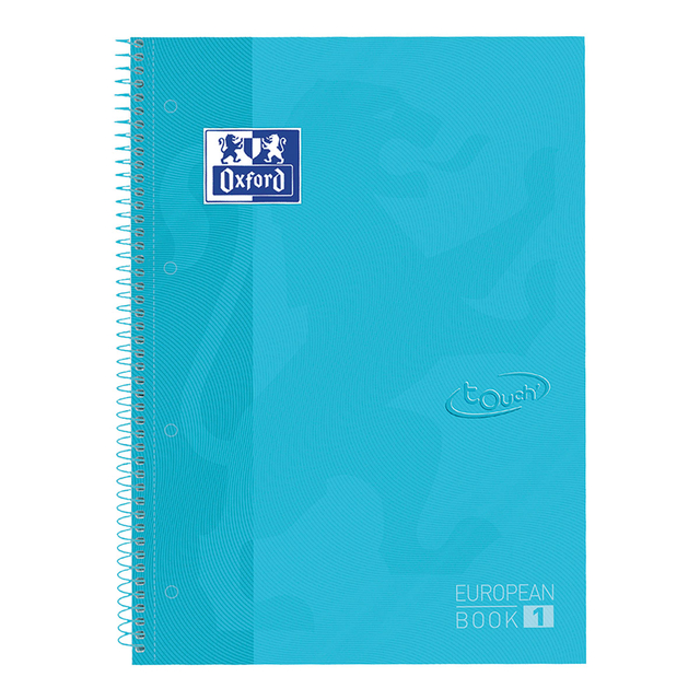 Notitieboek Oxford Touch Europeanbook A4+ 4-gaats lijn 80vel pastel blauw