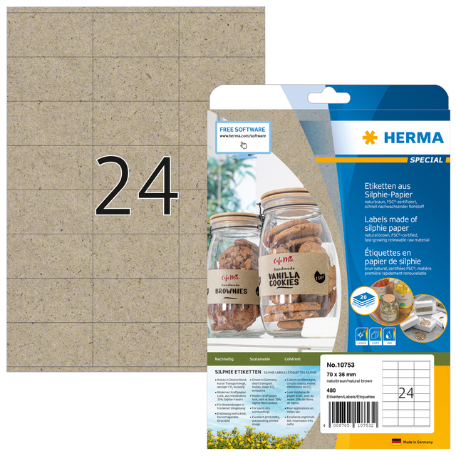 Etiket HERMA 10753 70x36mm silphie bruin 480 stuks