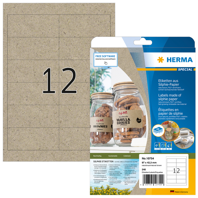 Etiket HERMA 10754 97x42.3mm silphie bruin 240 stuks