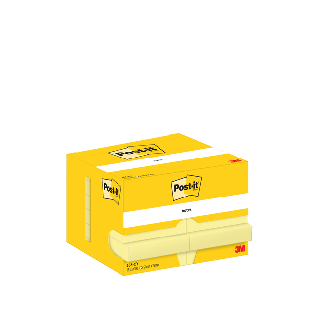 Bloc-mémos Post-it 656 51x76mm jaune canari 12 pièces