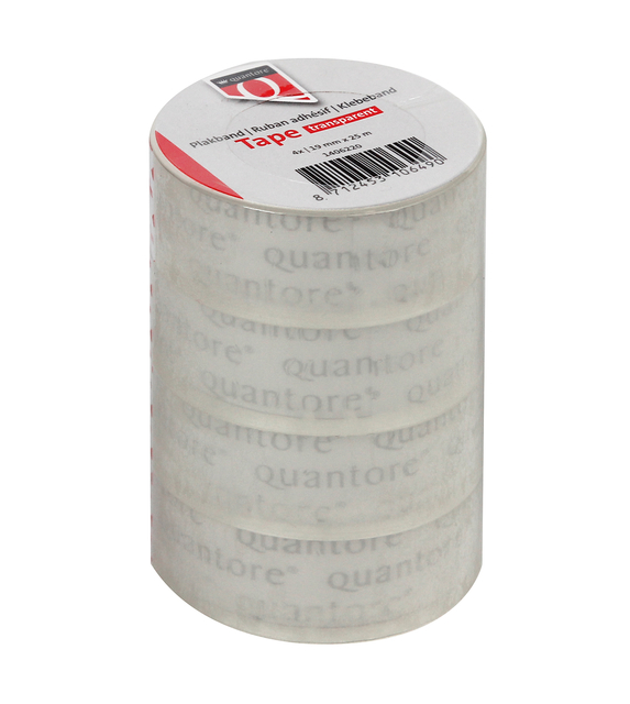 Plakband Quantore 19mmx25m transparant 4 rollen