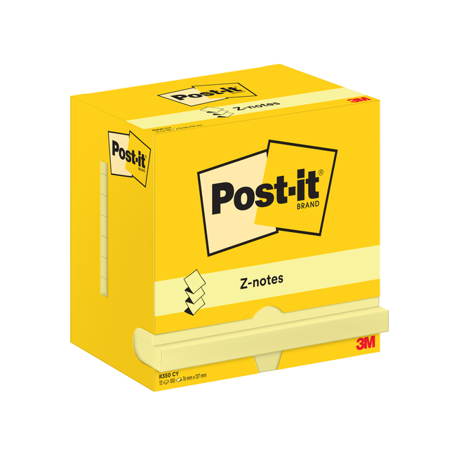 Bloc-mémos Post-it Z-Note R350 76x127mm jaune 12 pièces