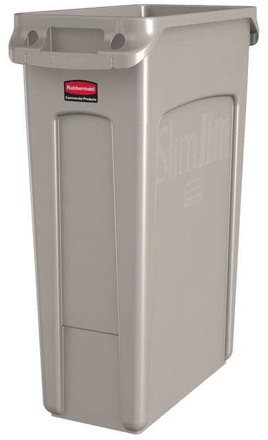 Afvalbak Rubbermaid Slim Jim Vented met luchtsleuven 87 liter grijs