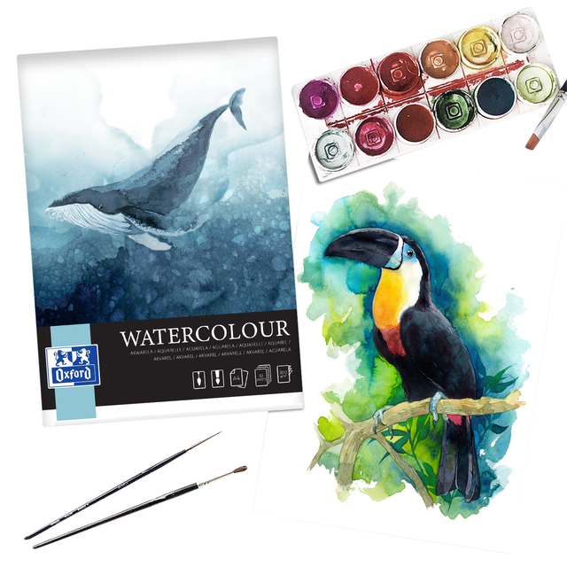 Tekenblok Oxford Watercolour A4 10 vel 300 gram spiraal