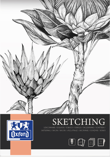 Bloc à dessin Oxford Sketching A3 50 feuilles 120g