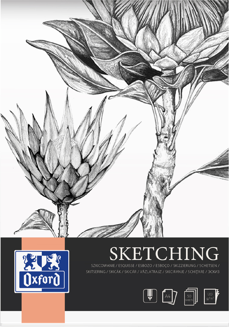 Bloc à dessin Oxford Sketching A4 50 feuilles 120g