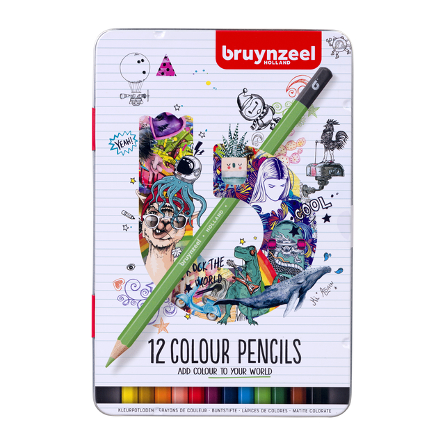 Crayon de couleur Bruynzeel boîte métal 12 pièces