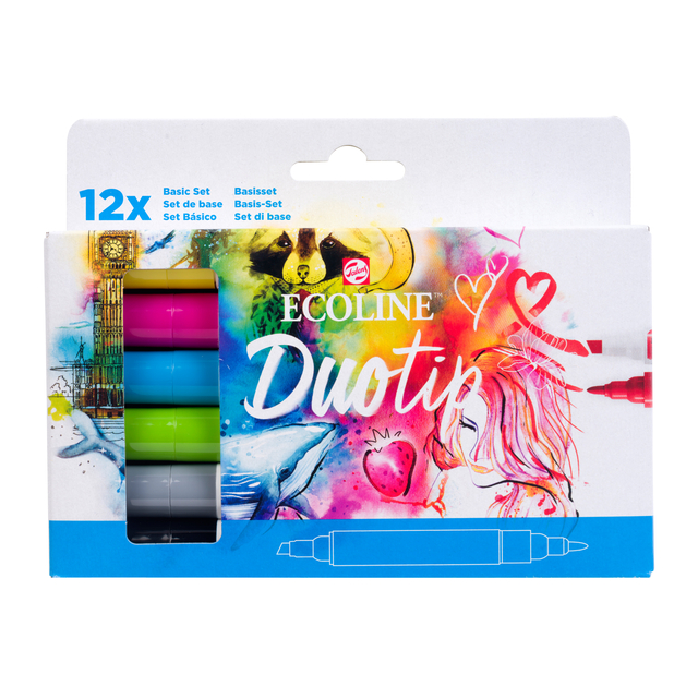 Stylo Duotip Talens Ecoline set de base 12 couleurs