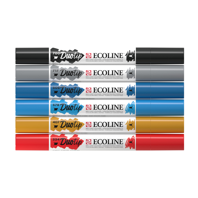 Duotip Talens Ecoline set à 6 stuks stadslandschap