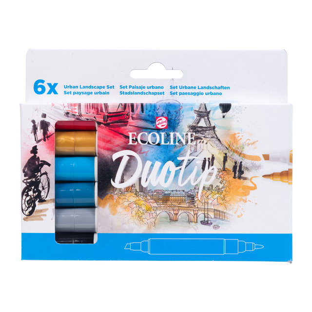 Stylo Duotip Talens Ecoline Paysage urbain set 6 couleurs