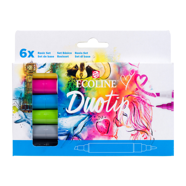 Stylo Duotip Ecoline set de base 6 couleurs